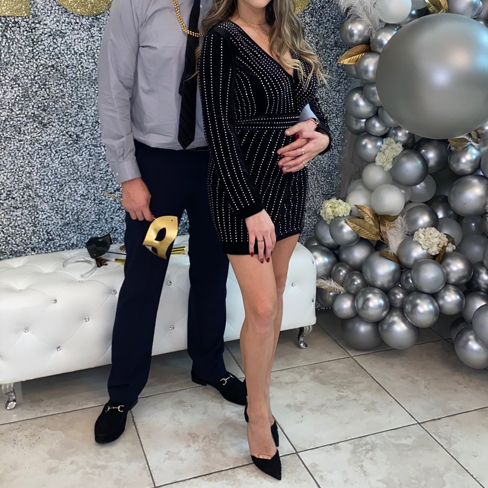 Rhinestone velvet dress